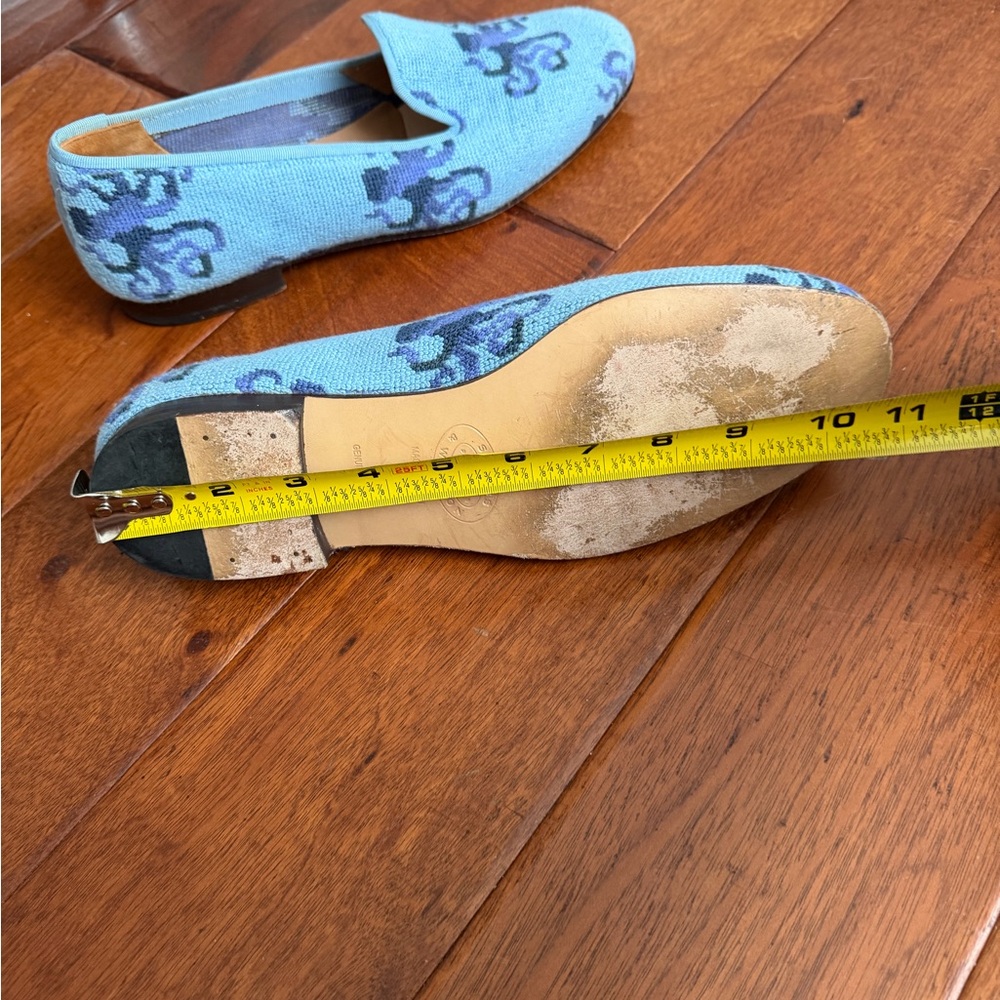 Stubbs & Wootton Light Blue and Purple Loafers - Picture 5 of 6